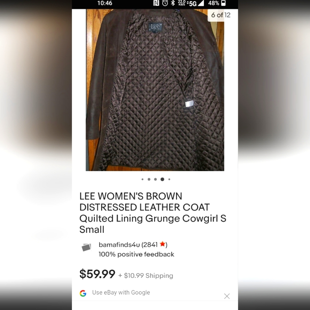 Lady's Lee brown leather coat size small